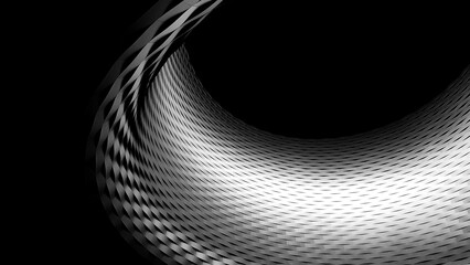 Black and White Architecture of a Circular Building Interior, Modern Round Architectural Structure in Monochrome