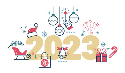 Christmas and New Year background.. Festive decoration. Celebrate party 2023