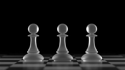 Different chess pieces pawns. Concept business background