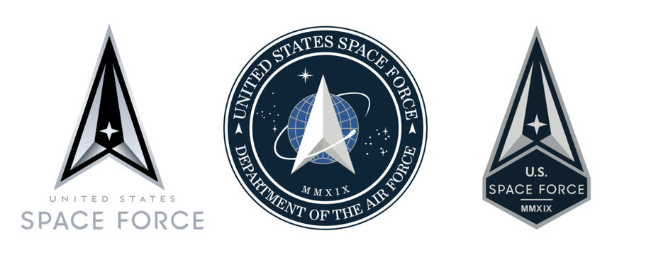 Vector logo of the United States Space Force. US Space Force Seal. Service patch of the US Space Force
