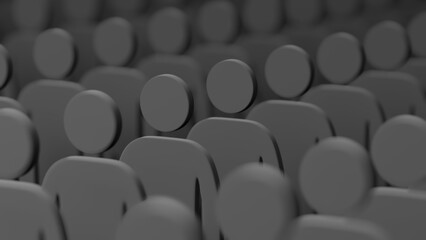 Obraz premium black and white schematic crowd pictogram