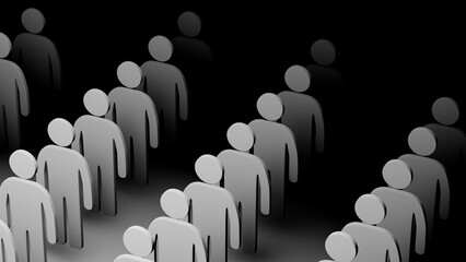 black and white schematic crowd pictogram