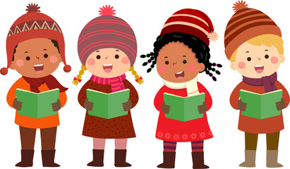 Happy kids singing Christmas Carols - 543650349