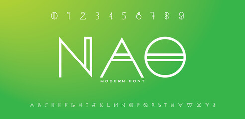Line modern tech font. Typography line fonts for technology, digital and sport logo design. Vector illustration