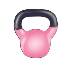 pink kettleball with black handle, for sports and fitness, for building muscle or losing weight