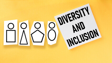 Diversity and inclusion is shown using the text and picture of different people