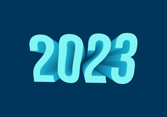 2023 3D Celebration Design with Yellow Color Text on Dark Background. New Year and New life
