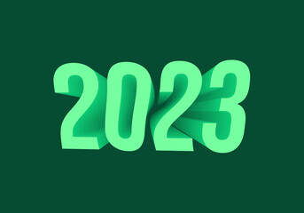 2023 3D Celebration Design with Yellow Color Text on Dark Background. New Year and New life
