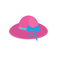 Woman hat isolated on a white background in vector. Pink hat. Vector art.