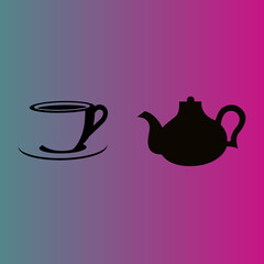 Background logo teapot and cups