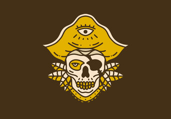 Vintage art illustration of the skull pirates