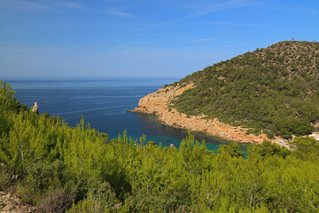 Fototapeta na wymiar Benirras cove Ibiza, Balearic Islands, Spain.