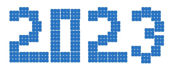 Solar PV photovoltaic card for happy new year 2023