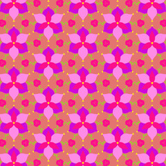 Colorful floral geometric pattern abstract background. Illustration. Seamless