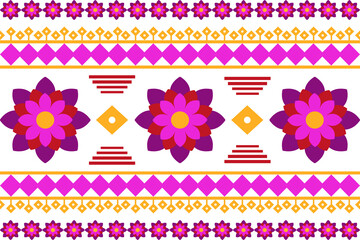 Colorful floral geometric pattern abstract background. Illustration. Seamless
