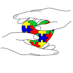 Autism awareness svg, Autism mom svg, Puzzle heart with hands svg