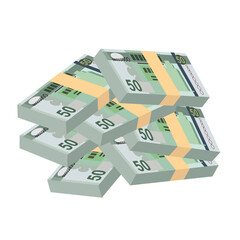 Libyan Dinar Vector Illustration. Libya money set bundle banknotes. Paper money 50 LYD. Flat style. Isolated on white background. Simple minimal design.