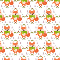 Obraz premium Seamless pattern of cute cartoon animal characters for baby prints.