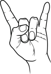 male hand in the classic rock and roll "goat" gesture with the index finger and little finger raised up