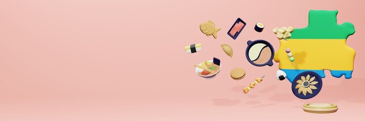 3d rendering of japanese food consumption in Gabon for social media content 