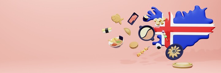 3d rendering of japanese food consumption in Iceland for social media content 