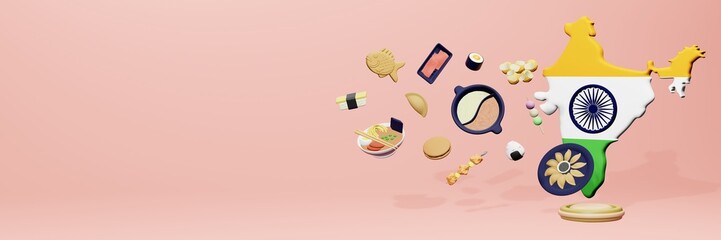 3d rendering of japanese food consumption in India for social media content 