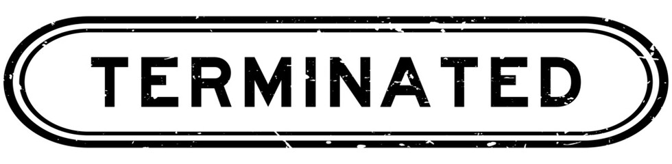 Grunge black terminated word rubber seal stamp on white background