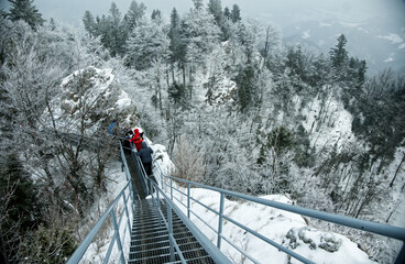 Pieniny, Polska . zimowy widok w okolicach szczytu Trzy Korony  Zimny grudniowy krajobraz gór...