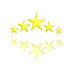 5 yellow curved stars illustration png
