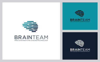 Neural network logo. Human brain emblem. Artificial intelligence icon. Creative thinking vector illustration. Isolated science innovation sign.