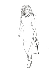 a model woman with ladies bag