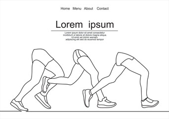  line drawing. Sport running on white background. Vector illustration