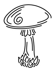 Vector line art with isolated decorative mushroom