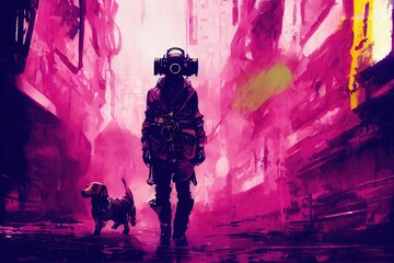 A Radiohead and a dog out for a walk, Generative AI