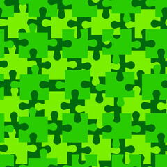Khaki green puzzle shape seamless pattern. Simple doodle background. Fashion fabric print template.