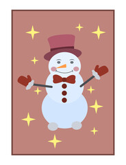 Christmas snowman vector illustration
