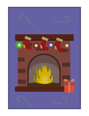 New Year illustration. Vector illustration. New Year's fireplace