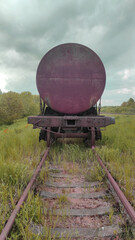 old retro wagon on railways 