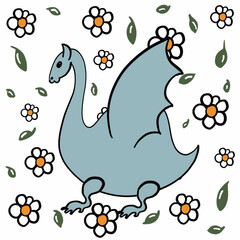 dragon,snake,lizard,pattern print,textile,children's print,emerald dragon,dragon with wings