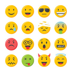 Emoji icons set. Emoticons collection vector illustration