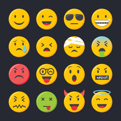 Emoji icons set. Emoticons collection vector illustration