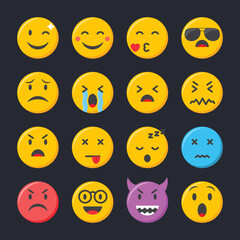 Emoji icons set. Emoticons collection vector illustration