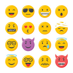 Emoji icons set. Emoticons collection vector illustration