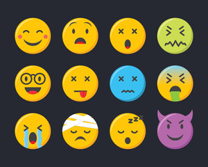 Emoji icons set. Emoticons collection vector illustration