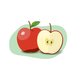 Apple cartoon fruit. Vegan organic eco product. vector illustration