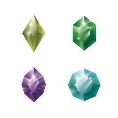 Gems and jewels set. Precious stones and diamonds collection, Game loot UI icons, vector illustration