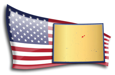 U.S. states - map of Colorado against an American flag. Rivers and lakes are shown on the map. American Flag and State Map can be used separately and easily editable.