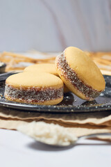 Alfajores maicena stuffed with dulce de leche traditional argentinian sweet milk