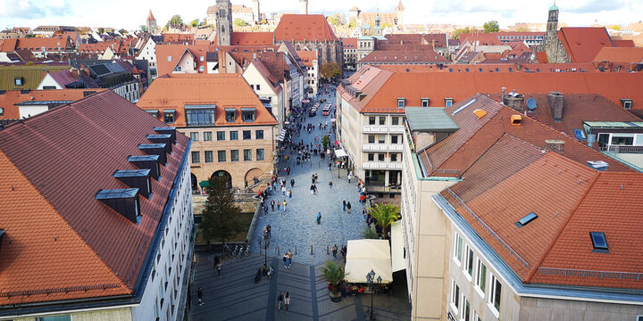 Nuremberg city view, Germany, old town top view