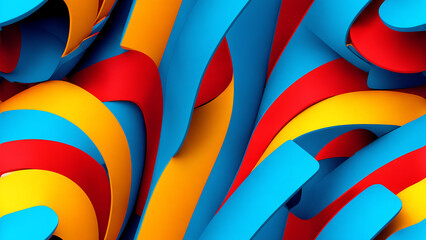 Abstract colorful background with red, blue and yellow dynamic shapes composition. Great for modern banner, poster, brochure, presentation design. Render